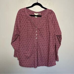 Sundance Purple Pattern Popover Top Shirt Size Large
